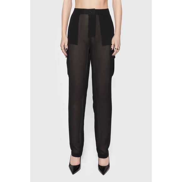 Rebecca Minkoff Presley Sheer Cargo Pants | Black | Size 6 - Picture 1 of 10